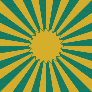 Güneş ışınları ve yeşil sarı renkte patlama ile geçmişe dönük komik arkaplan