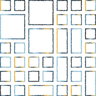 Şeffaf bir arkaplanda izole edilmiş çeşitli boyutlardaki çerçevelere sahip renkli geometrik desen