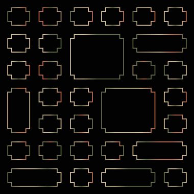 Şeffaf bir arkaplanda izole edilmiş çeşitli geometrik şekillerin koleksiyonu