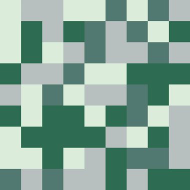 Şeffaf bir arkaplanda izole edilmiş yeşil ve gri kareli renkli geometrik desen