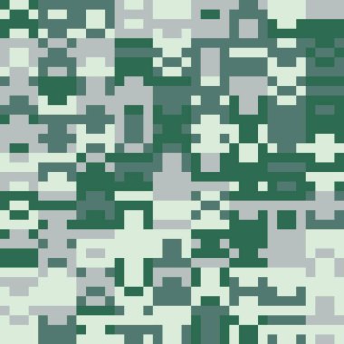 Renkli pikselleştirilmiş yeşil ve gri desen şeffaf arkaplanda izole edildi