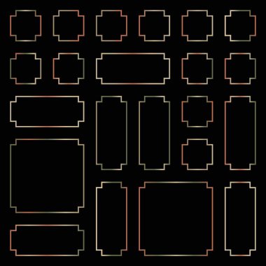 Şeffaf arkaplanda izole edilmiş dekoratif çerçeve tasarımları kümesi