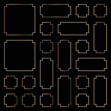 Tasarım kullanımı için şeffaf arkaplanda izole edilmiş dekoratif çerçeve şablonları kümesi