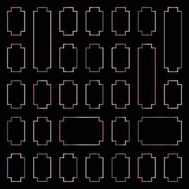 Şeffaf arkaplanda izole edilmiş süslü etiket çerçeveleri kümesi