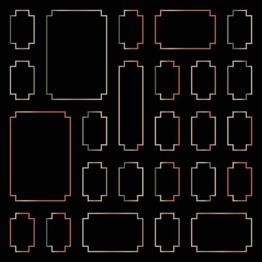 Şeffaf arkaplanda izole edilmiş süslü etiket çerçeveleri kümesi