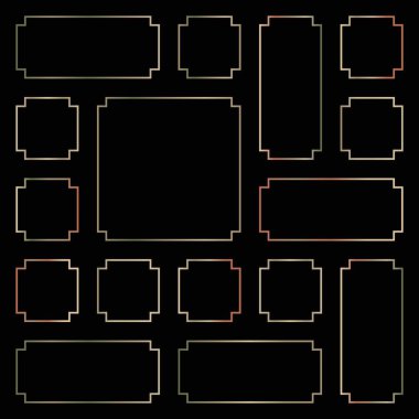Şeffaf arkaplanda izole edilmiş süslü etiket çerçeveleri kümesi