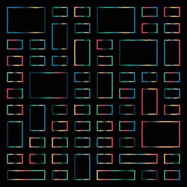 Şeffaf bir arkaplanda izole edilmiş canlı el çizimi çerçeveler kümesi