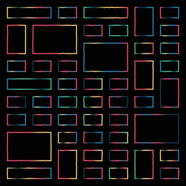 Şeffaf arkaplanda izole edilmiş çok renkli geometrik şekillerin koleksiyonu