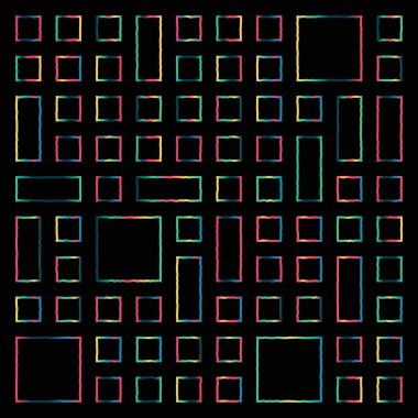 Şeffaf bir arkaplanda izole edilmiş çeşitli çok renkli geometrik şekiller