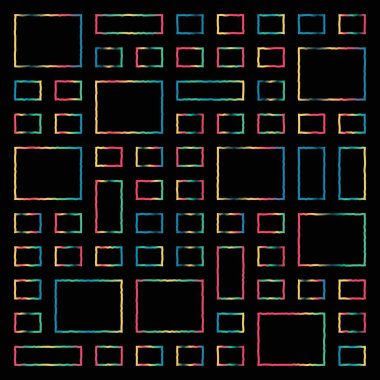 Şeffaf arkaplanda izole edilmiş çok renkli geometrik şekillerin koleksiyonu