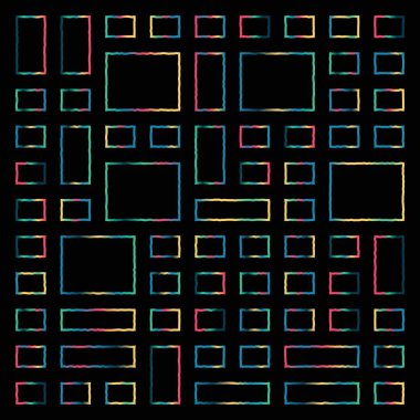 Şeffaf arkaplanda izole edilmiş çok renkli geometrik şekillerin koleksiyonu
