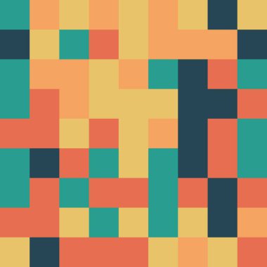 Şeffaf bir arkaplanda izole edilmiş geometrik şekiller ve bloklar içeren canlı bir soyut desen