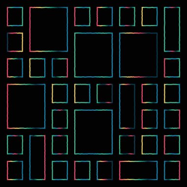 Şeffaf arkaplanda çeşitli boyutlarda ve renkli çerçeveler var