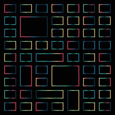 Şeffaf bir arkaplanda izole edilmiş canlı el çizimi çerçeveler kümesi