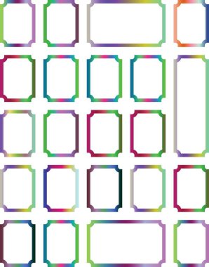 Şeffaf bir arkaplanda izole edilmiş canlı çok renkli çerçeveler kümesi