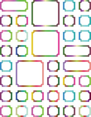 Şeffaf bir arkaplanda izole edilmiş canlı geometrik çerçeve koleksiyonu