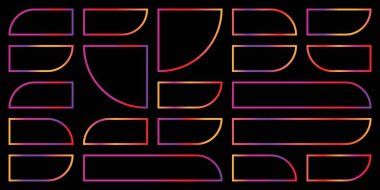 Canlı geometrik şekiller şeffaf bir arkaplan üzerinde soyut bir şablon oluşturuyor