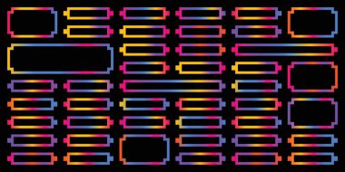 Şeffaf bir arkaplanda izole edilmiş çeşitli şekillere sahip canlı bir geometrik desen.