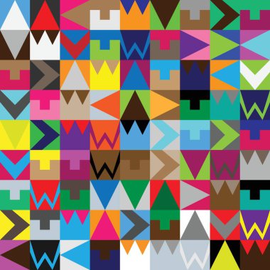 Canlı geometrik şekiller, şeffaf bir arkaplanda izole edilmiş soyut bir şablon oluşturuyor.