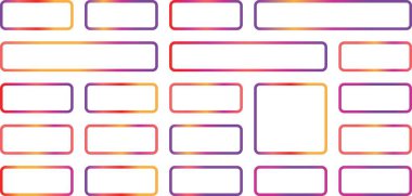 Şeffaf bir arkaplanda izole edilmiş çok renkli geometrik şekiller dizisi