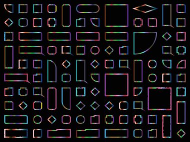 Set of multicolored geometric shapes isolated on a transparent background