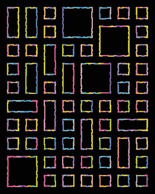 Şeffaf bir arkaplanda izole edilmiş çeşitli renkli geometrik şekiller kümesi
