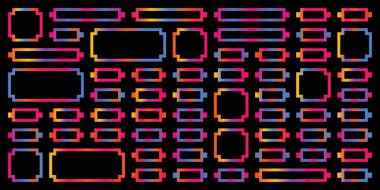 Şeffaf bir arkaplanda izole edilmiş renkli geometrik şekillerin canlı bir deseni