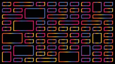 Şeffaf bir arkaplanda izole edilmiş renkli geometrik şekillerin canlı bir deseni