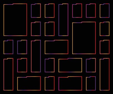 Şeffaf bir arkaplanda izole edilmiş çeşitli geometrik şekillerin bir koleksiyonu