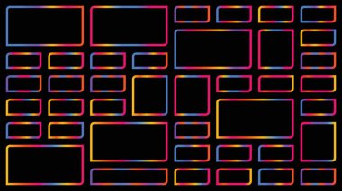 Şeffaf bir arkaplanda izole edilmiş renkli geometrik şekillerin canlı bir deseni