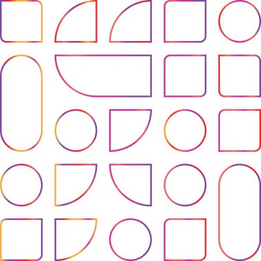 Şeffaf bir arkaplanda izole edilmiş çeşitli geometrik şekillerin koleksiyonu