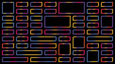 Şeffaf bir arkaplanda izole edilmiş renkli geometrik şekillerin canlı bir deseni