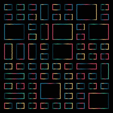 Şeffaf arkaplanda izole edilmiş canlı yeni kenarlı çerçeveler kümesi