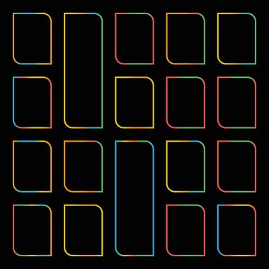 Şeffaf bir arkaplan üzerinde izole edilmiş 20 yeni çerçeve kümesi