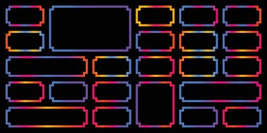 Şeffaf arkaplanda izole edilmiş canlı geometrik şekiller dizisi