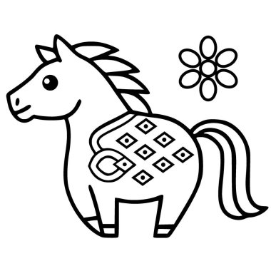 Çocuklar için Şirin Çizgi Film At Boyama Sayfası