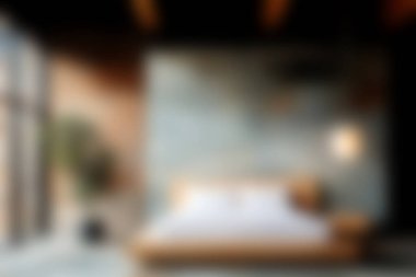 Bu resim, doğal ışık, sıcak tonlar ve rahatlama ve sükunet için ideal rahat bir atmosfere sahip, minimalist tasarımı olan modern bir yatak odasını tasvir ediyor..