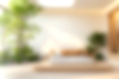 Doğal ışık ve yemyeşil bitkilerle dolu sakin ve davetkar bir yatak odası modern dekorasyon meraklıları için mükemmel sıcak ve sakin bir atmosfer yaratıyor..