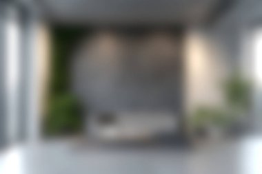 Parlak ve havadar minimalist oturma odası, iç mekan bitkileri ve doğal ışık, modern iç mekanlar ve şık kentsel yaşam için mükemmel.