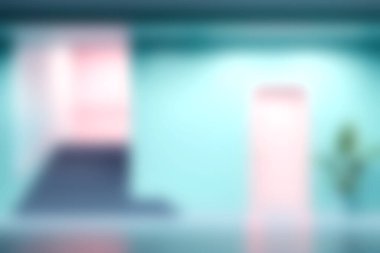 Parlak açık bir alanda yumuşak pastel renkler sergilenen sakin ve modern bir iç mekan rahatlama ve yaratıcılık için mükemmel bir atmosfer yaratıyor..