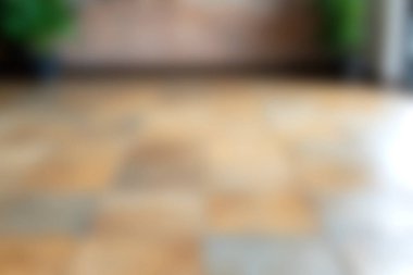 Bulanık bir görüntü, canlı bitkilerle dolu bir taş zemini sergiliyor ve sakin ve modern bir atmosfer yaratıyor. İç tasarım temaları için mükemmel.