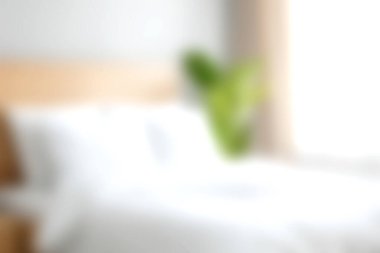 Işıl ışıl ve rahat bir yatak odası modern dekor ve yemyeşil bitki aksanları üzerine odaklanarak, dinlenmek ve rahatlamak için sakin ve davetkar bir atmosfer yaratıyor..