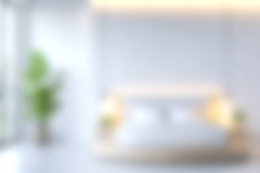 Huzurlu, modern bir yatak odası. Minimalist estetik, parlak doğal ışık ve konforlu mobilyalar. Rahatlamak ve huzur içinde yaşamak için ideal..