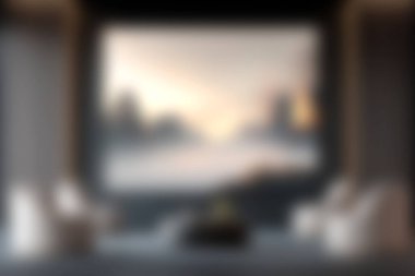 Rahat ve rahat bir oturma odası, şık mobilyalar ve sıcak ortam aydınlatması, rahatlama ve konfor için ideal. Sakin bir dekor, sakin bir atmosfer yaratıyor..