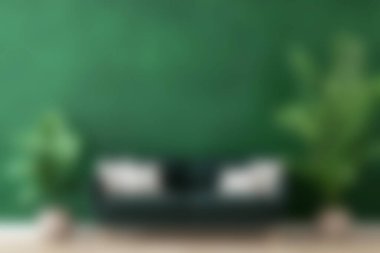 Şık bir kanepe, yeşil bir duvar ve bereketli bitkilerin bulunduğu rahat ve modern bir oturma odasını kucaklayın. Huzurlu ve davetkar bir ortam yaratın..