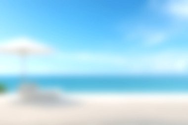 Bu sakin sahil sahnesinde yalnız bir şemsiye ve berrak mavi gökyüzünün altında dingin bir okyanus var. Rahatlama ve kaçma hissi uyandırmak için mükemmel..