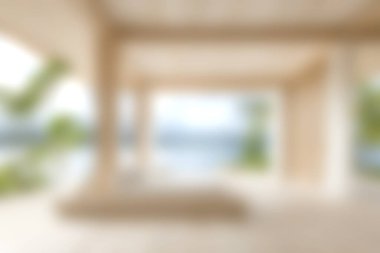 Bu resim, iç ve dış hayatın iç huzuru, modernliği ve kusursuz karışımını vurgulayan geniş ve havadar bir iç tasarım sergiliyor..