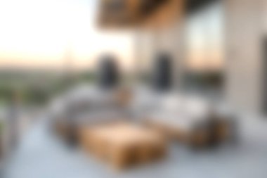 Şık mobilyaların bulunduğu büyüleyici bir açık hava salonu. Günbatımı manzaralı rahatlama için mükemmel. Huzurlu bir ortam..