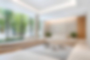 Bu resim, doğal ışık ve yeşilliklerle dolu modern bir oturma odasını tasvir ediyor. Rahatlama ve rahatlama için ideal sakin ve davetkar bir atmosfer yaratıyor..