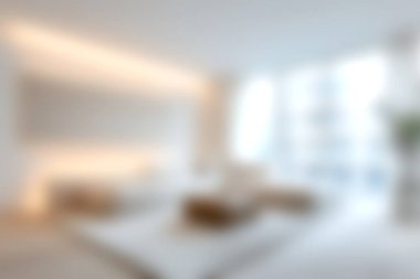 Yumuşak ışıklandırma, konforlu mobilyalar ve rahatlama ve sosyal toplantılar için davetkar bir atmosferi olan sakin, modern bir minimalist oturma odası..